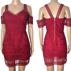 Revolve x Saylor Amelie Red Lace Cut Out Party Cocktail Mini Dress